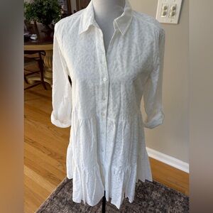 Veronica Beard | White Long Sleeve Dress, Sz 8, cotton